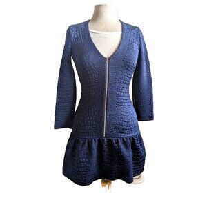 Patrizia Pepe Short Dress 💙 Baby Blue Front Zip & Ruffle Peplum US 0